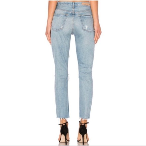 GRLFRND Karolina Distressed High Rise Skinny Leg Jeans in A Little More Love - Picture 2 of 12